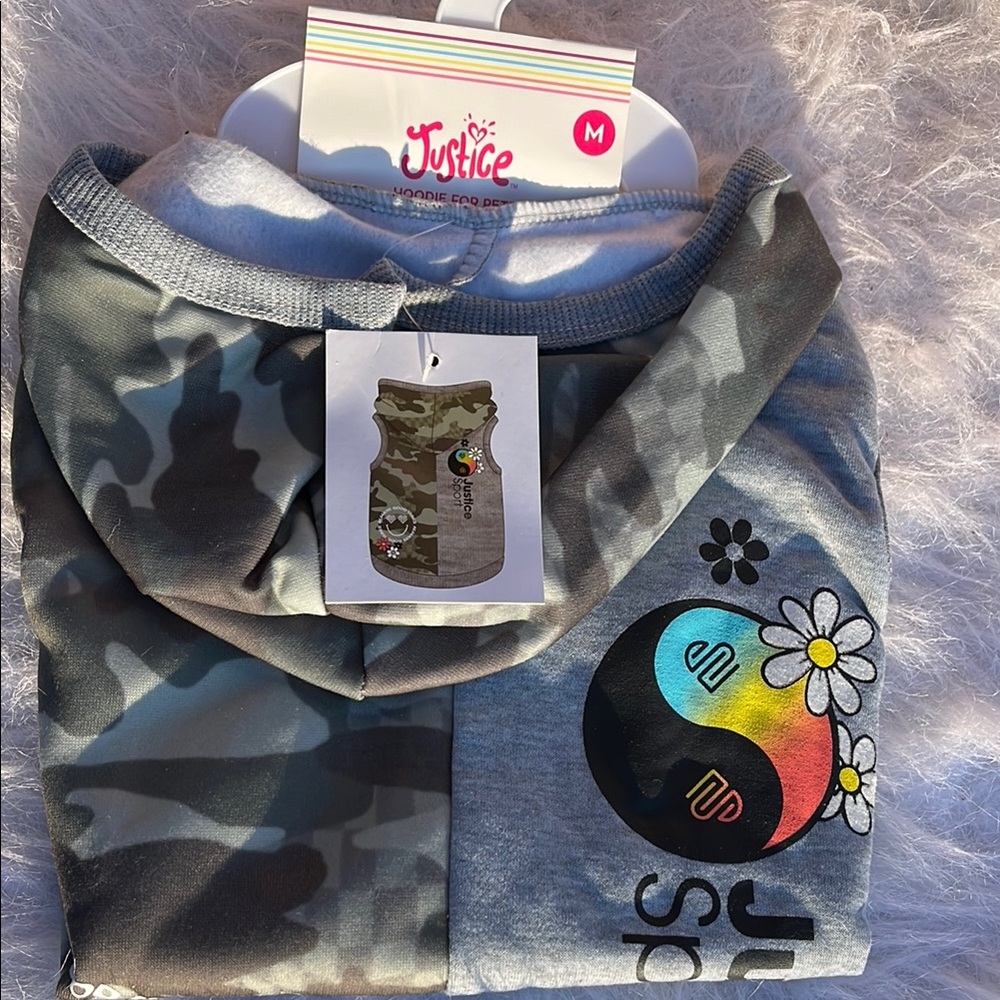 Justice Camouflage Pet Hoodie with Peace Sign